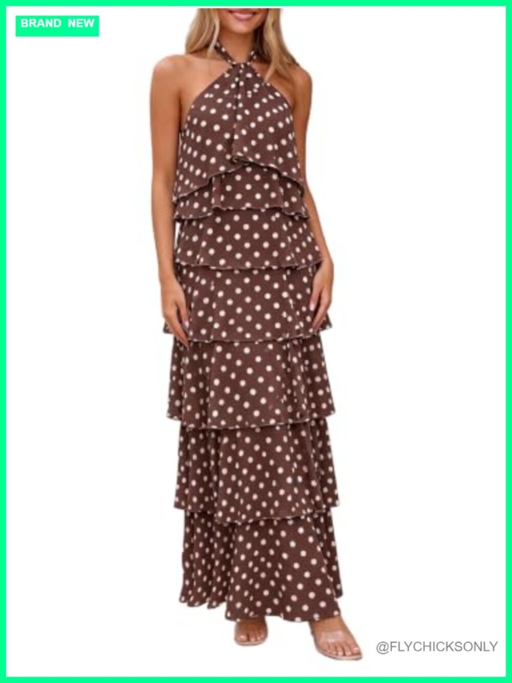 Women's Boho Mesh Tiered Sleeveless Backless Maxi Wedding Guest Dress